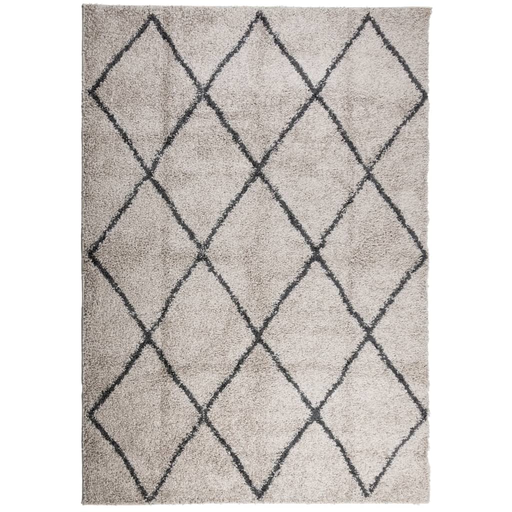 vidaXL Shaggy Rug PAMPLONA High Pile Modern Beige and Anthracite 140x200 cm