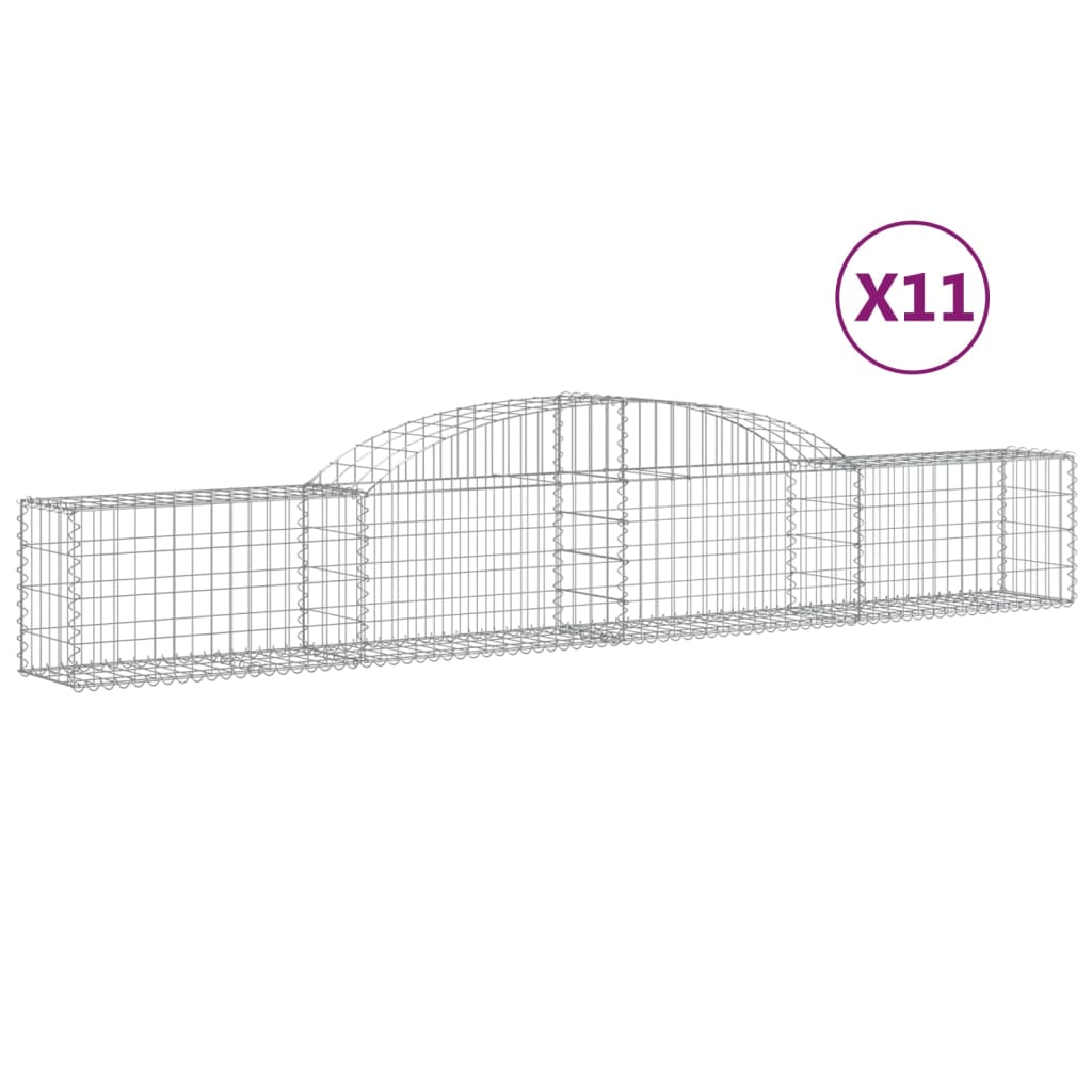 vidaXL Arched Gabion Baskets 11 pcs 300x30x40/60 cm Galvanised Iron