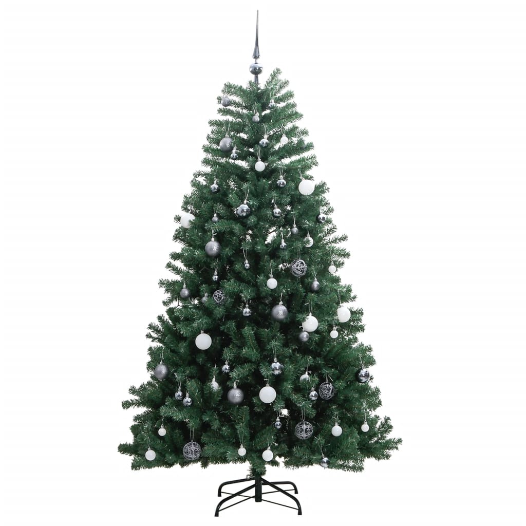 vidaXL Artificial Hinged Christmas Tree 300 LEDs & Ball Set 210 cm