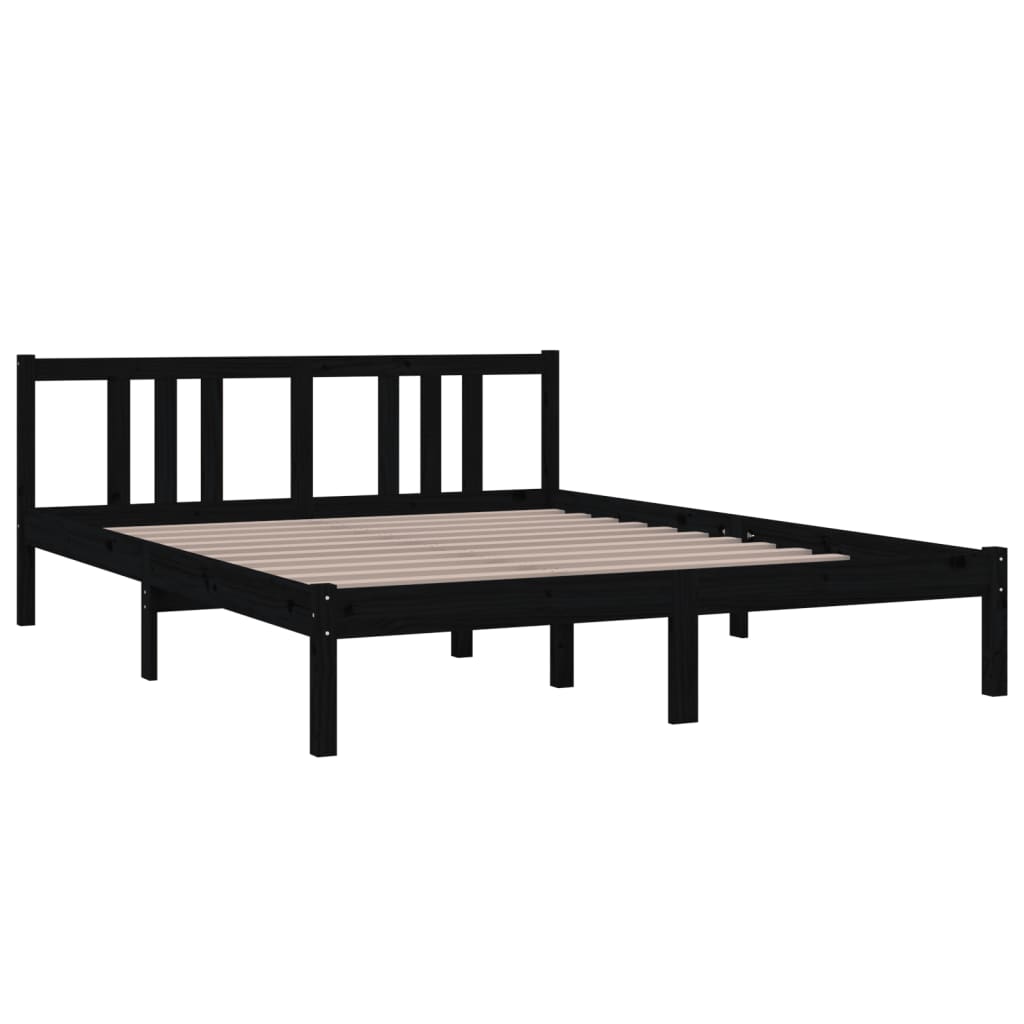 vidaXL Bed Frame without Mattress Black Solid Wood 150x200 cm King Size