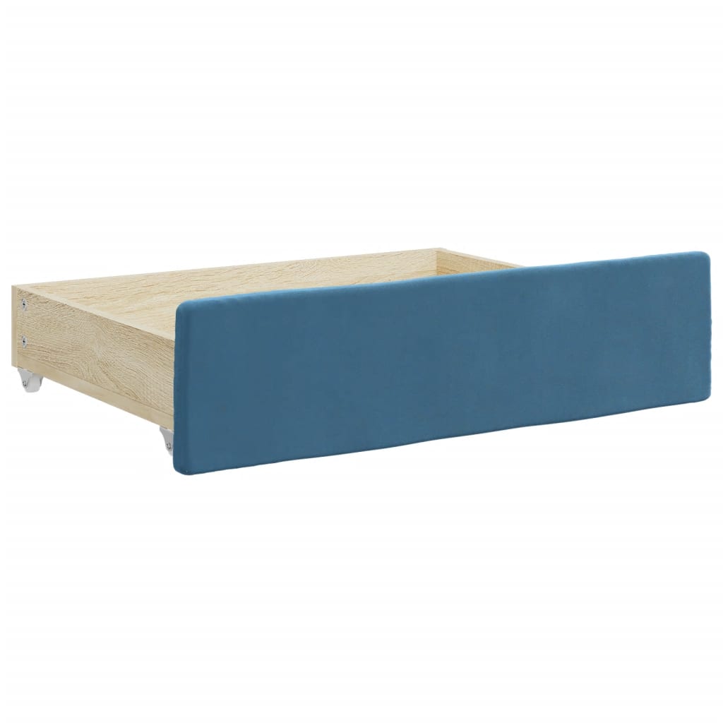 vidaXL Bed Drawers 2 pcs Blue Engineered Wood and Velvet