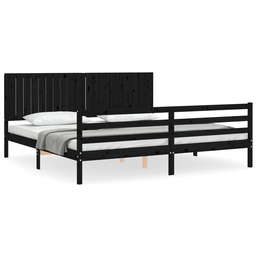 vidaXL Bed Frame without Mattress Black 200x200 cm Solid Wood