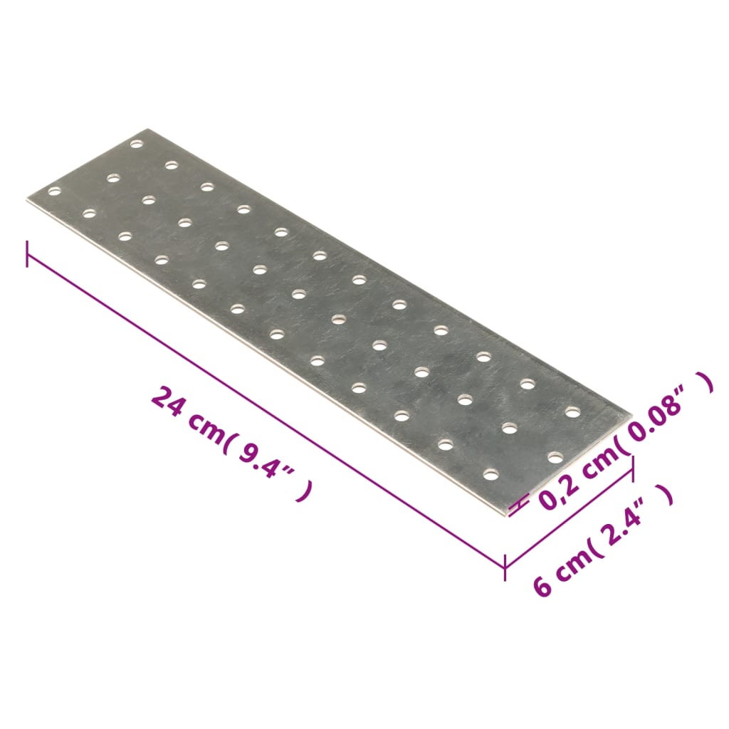 vidaXL Perforated Plates 40 pcs 2 mm 240x60 mm Galvanised Steel