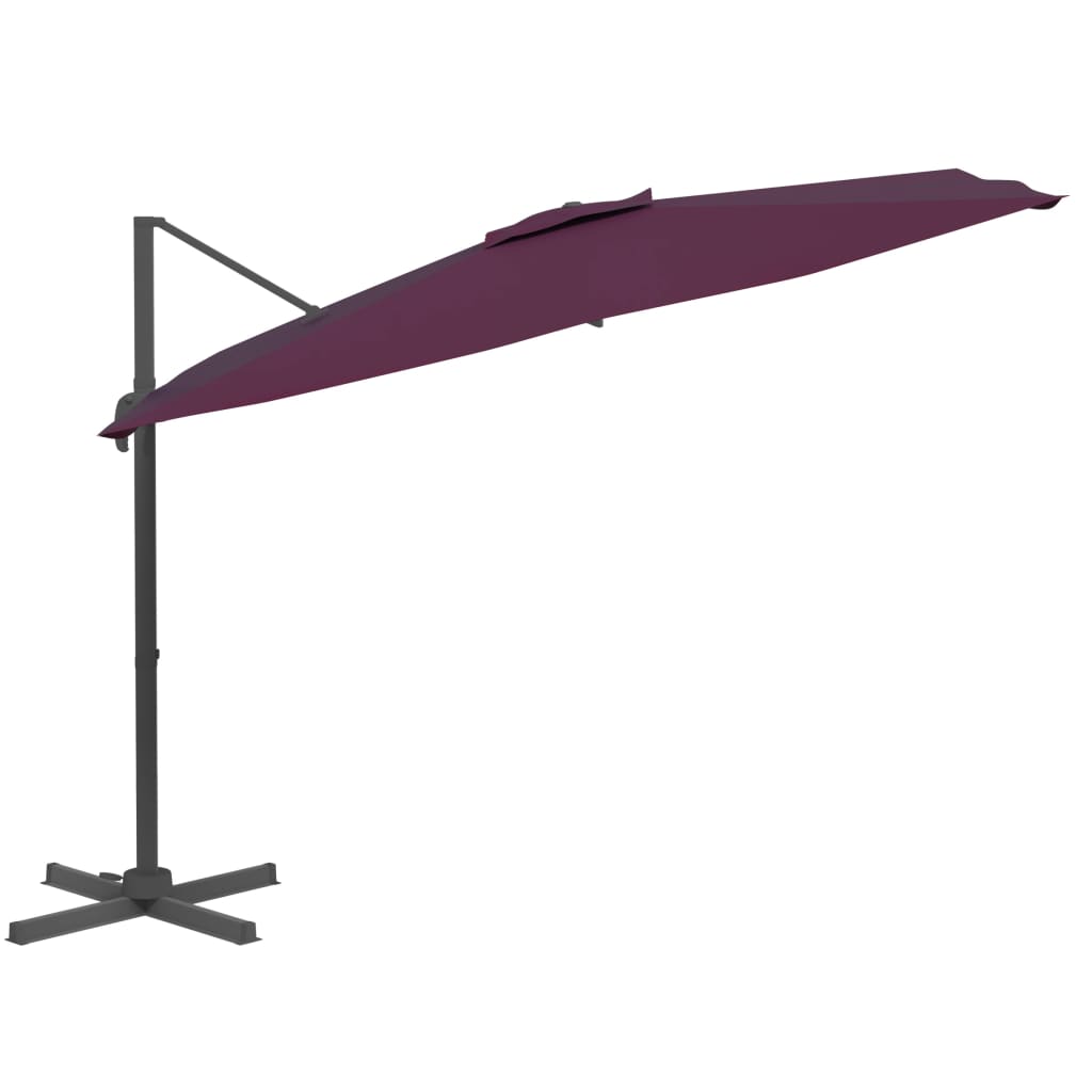 vidaXL LED Cantilever Garden Parasol Bordeaux Red 400x300 cm