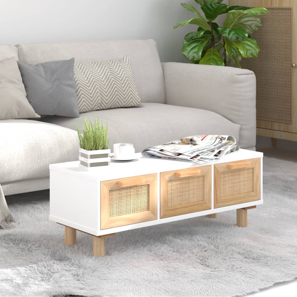 vidaXL Coffee Table White 80x40x30 cm Engineered Wood&Solid Wood Pine
