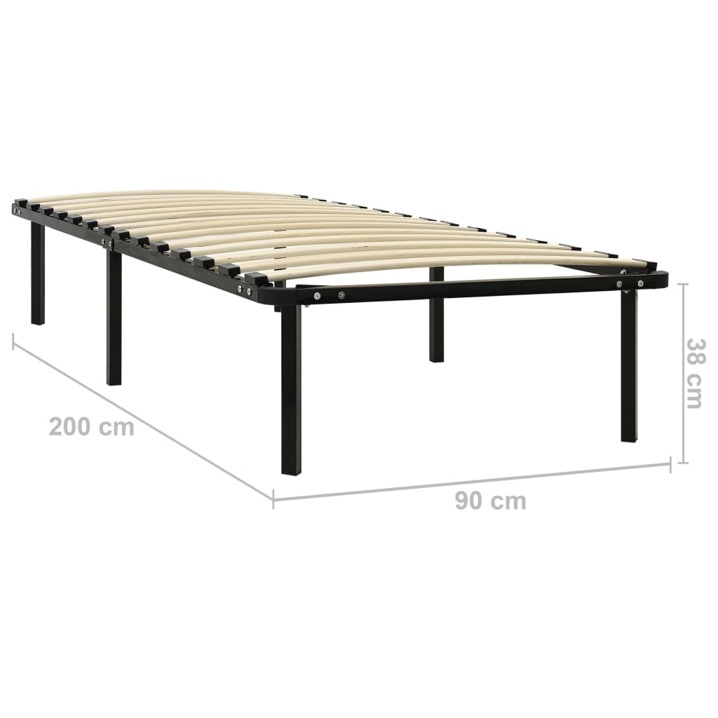 vidaXL Bed Frame without Mattress Black Metal 90x200 cm