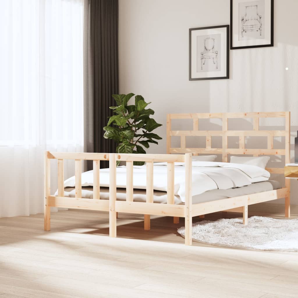 vidaXL Bed Frame without Mattress Solid Wood Pine King Size