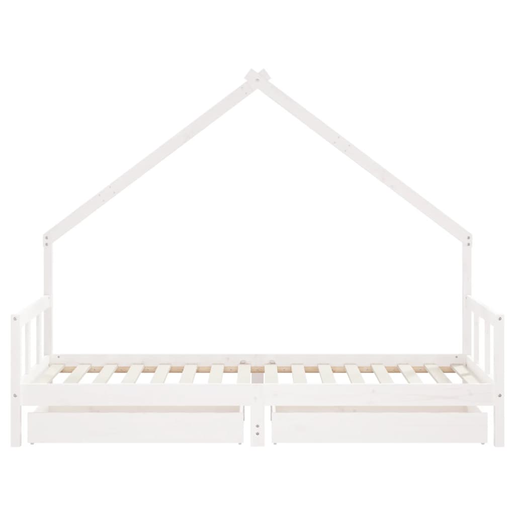 vidaXL Kids Bed Frame with Drawers White 90x200 cm Solid Wood Pine