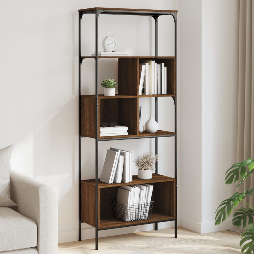 vidaXL Bookcase 5-Tier Brown Oak 76x33x188.5 cm Engineered Wood