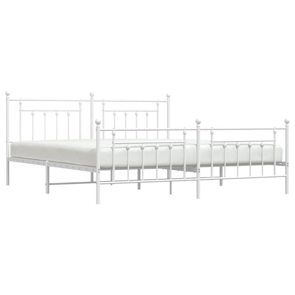 vidaXL Metal Bed Frame without Mattress with Footboard White 193x203 cm