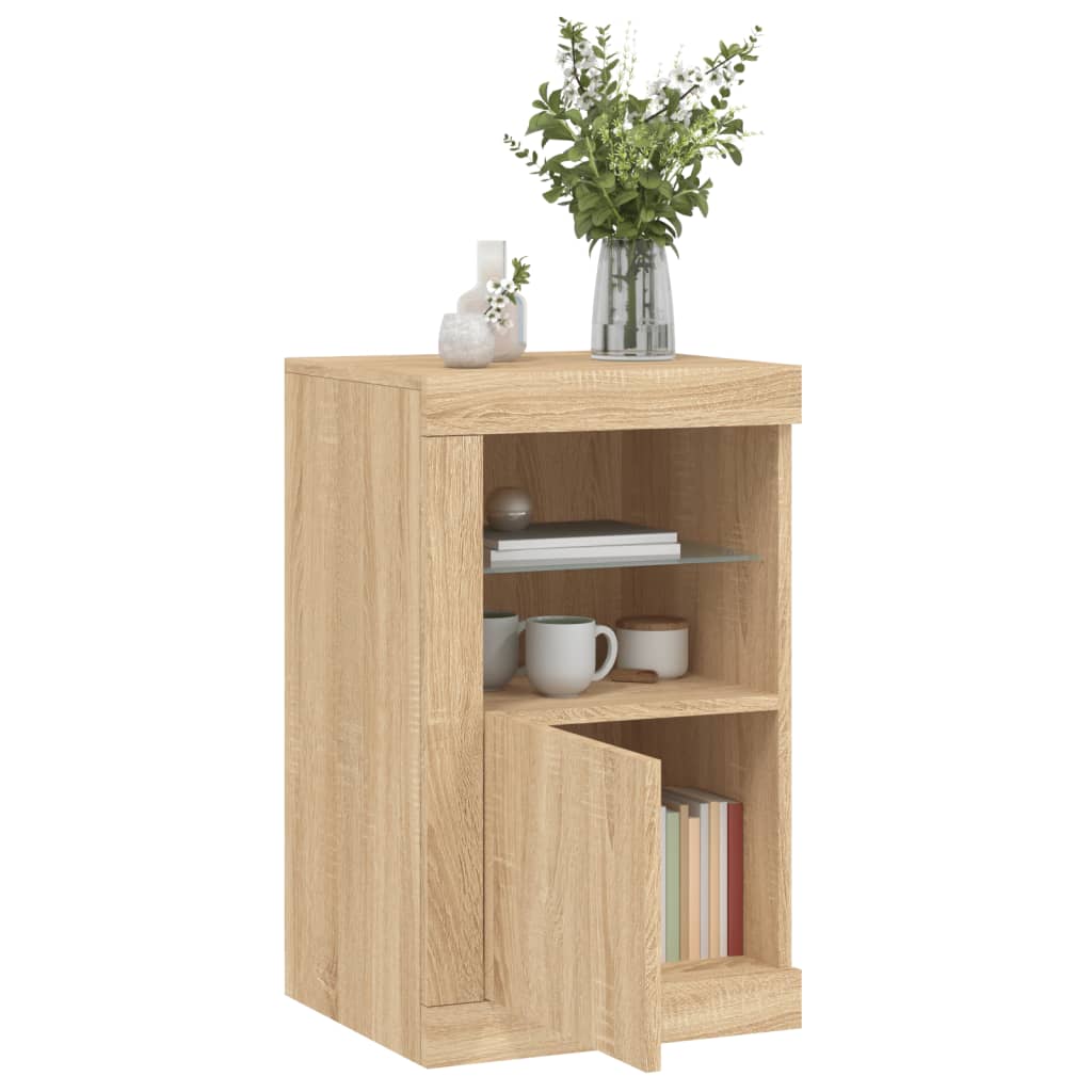 vidaXL Side Cabinet with LED Lights Sonoma Oak Engineered Wood