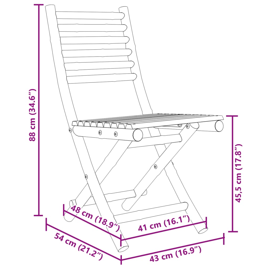 vidaXL 3 Piece Bistro Set Bamboo