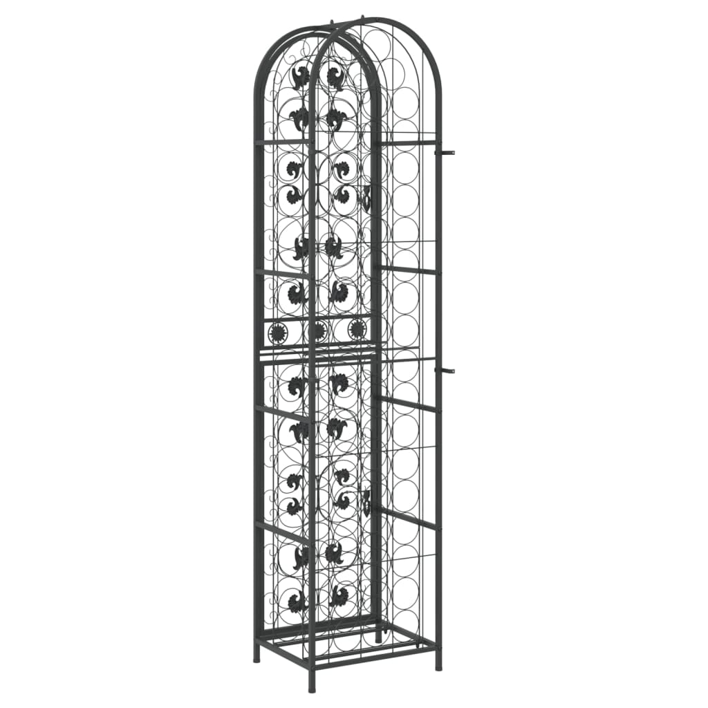 vidaXL Wine Rack for 73 Bottles Black 45x36x200 cm Wrought Iron