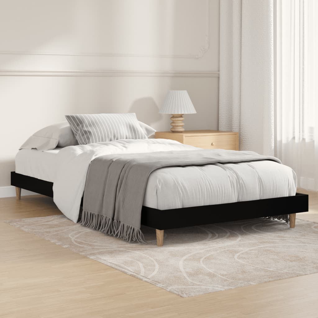 vidaXL Bed Frame without Mattress Black 90x190 cm Single Engineered Wood