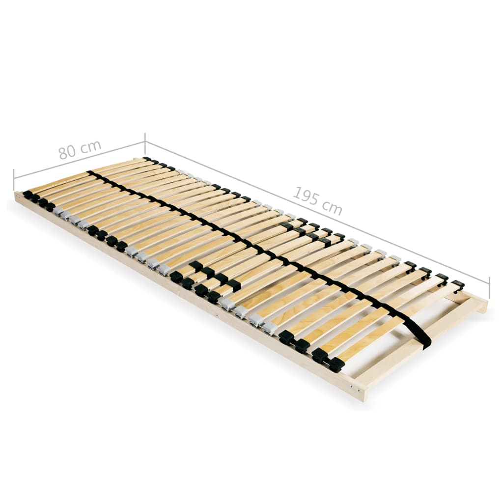 vidaXL Slatted Bed Base without Mattress with 28 Slats 7 Zones 80x200 cm