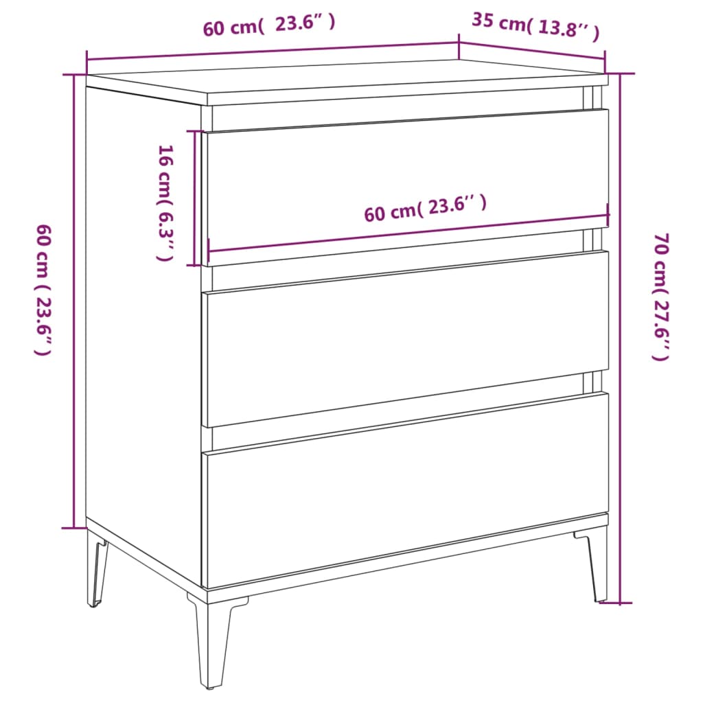 vidaXL Sideboard Grey Sonoma 60x35x70 cm Engineered Wood