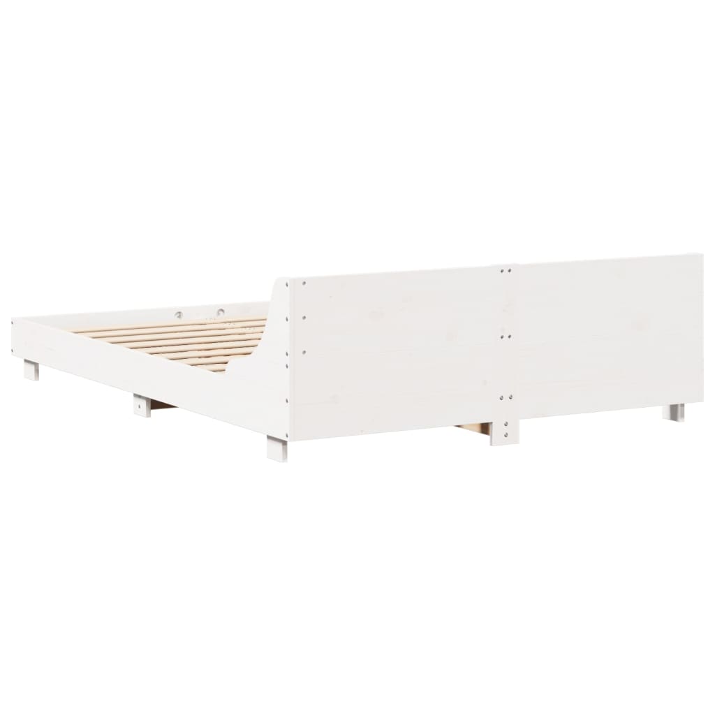 vidaXL Bed Frame without Mattress White 150x200 cm King Size Solid Wood Pine