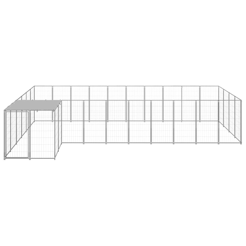 vidaXL Dog Kennel Silver 13.31 m² Steel