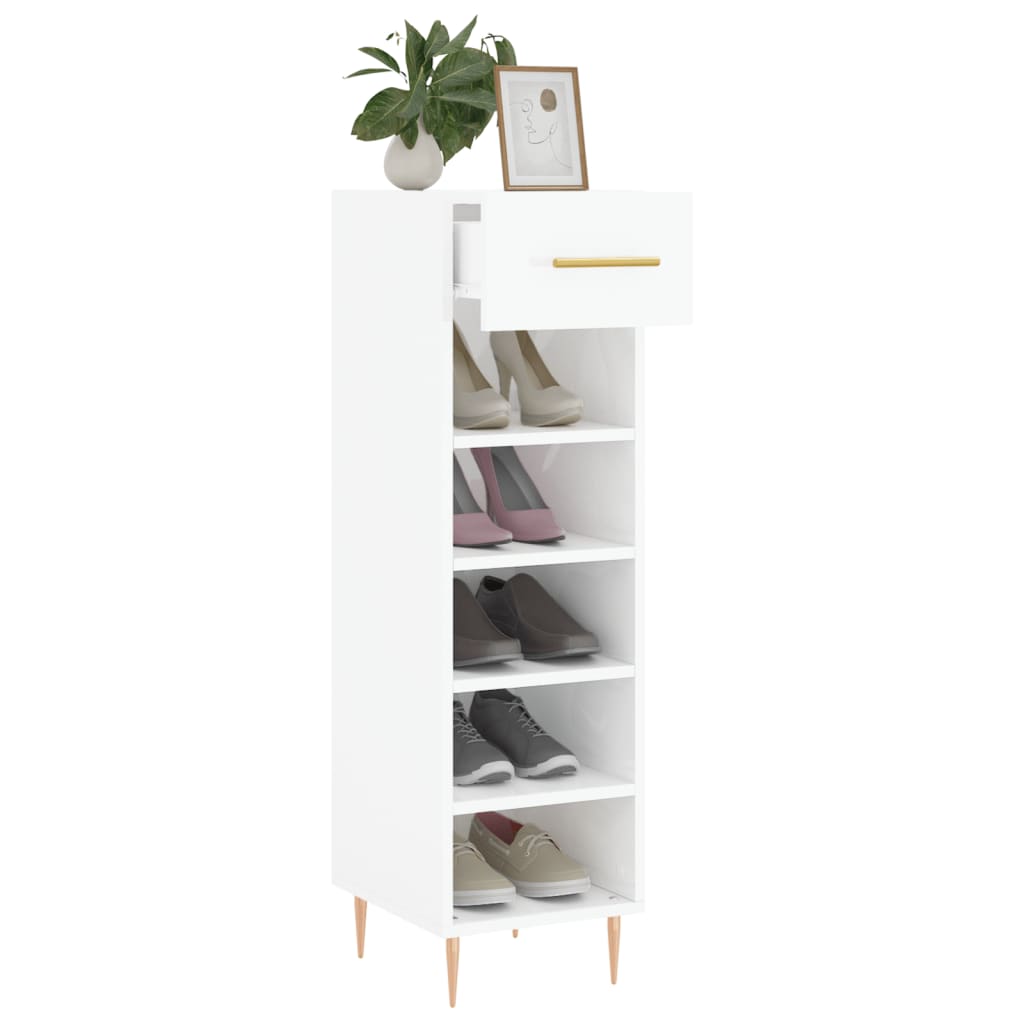 vidaXL Shoe Cabinet High Gloss White 30x35x105 cm Engineered Wood