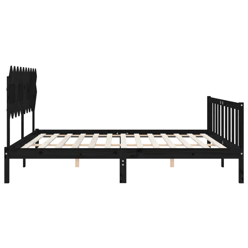 vidaXL Bed Frame without Mattress Black 120x200 cm Solid Wood Pine