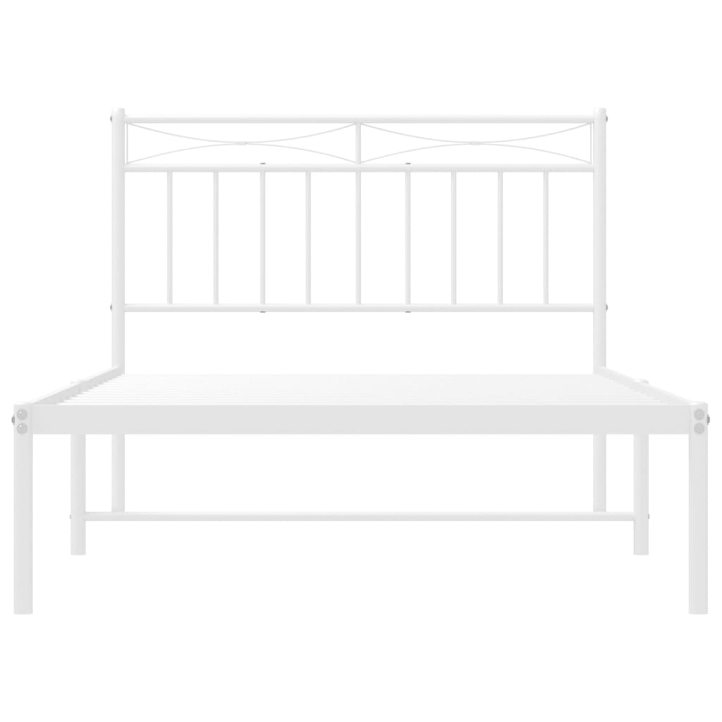 vidaXL Metal Bed Frame without Mattress with Headboard White 100x200 cm