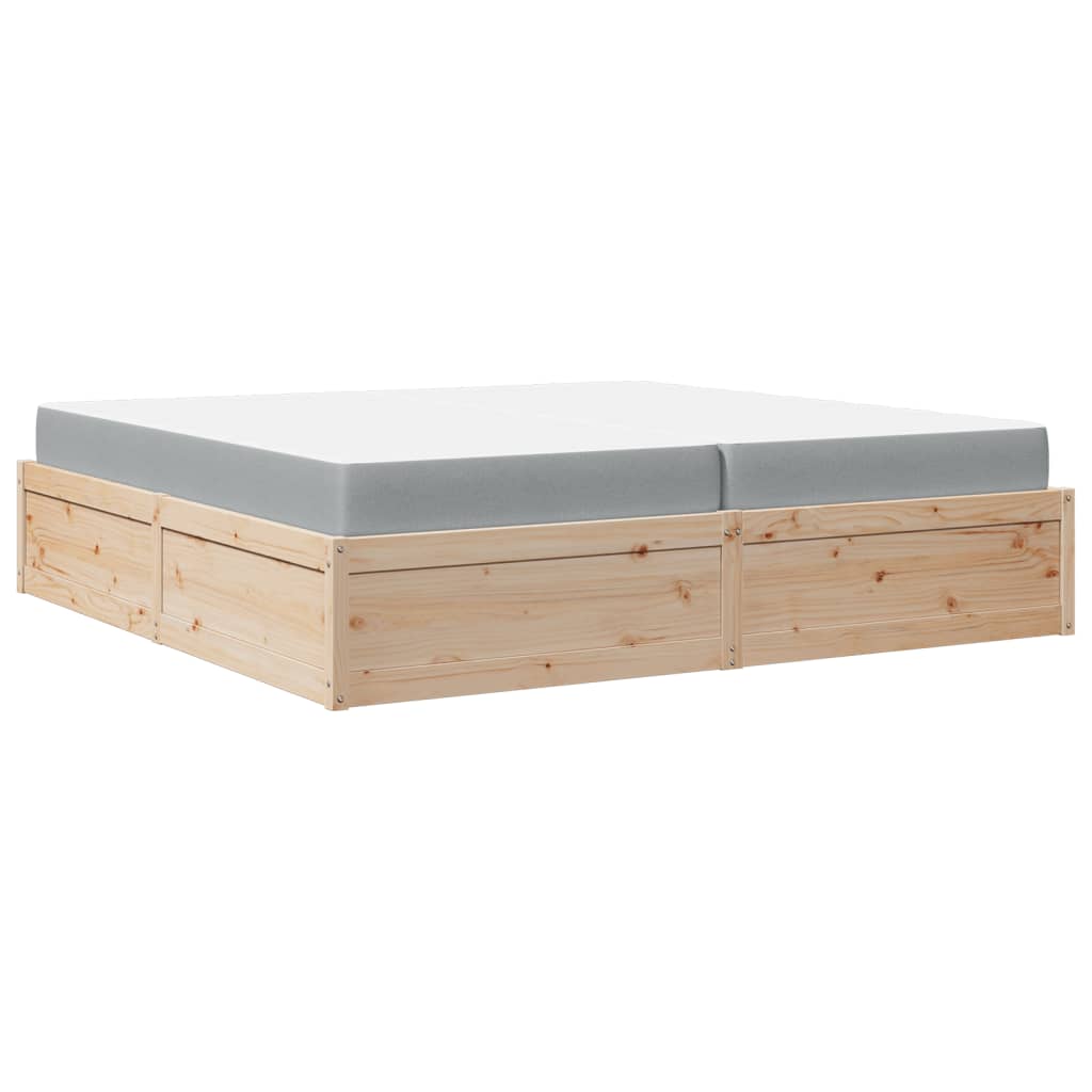 vidaXL Bed with Mattress 200x200 cm Solid Wood Pine