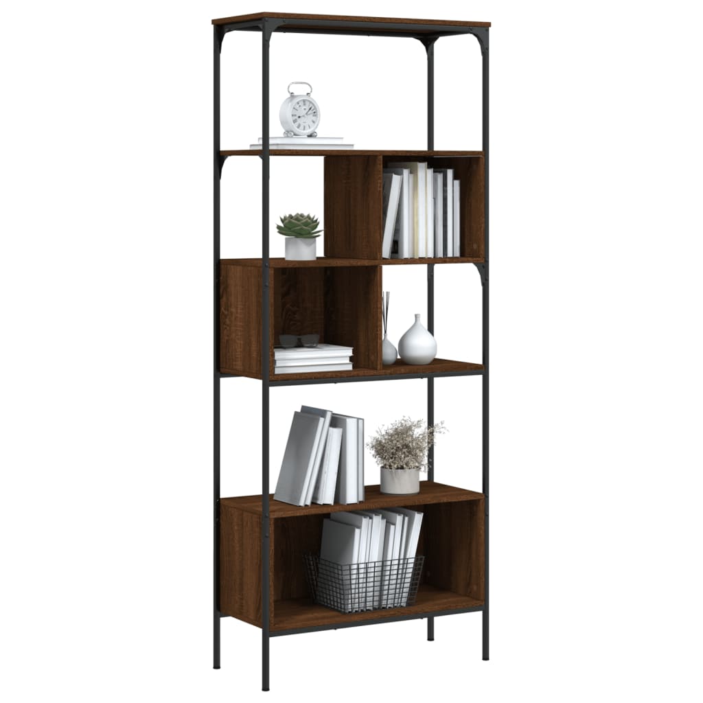 vidaXL Bookcase 5-Tier Brown Oak 76x33x188.5 cm Engineered Wood