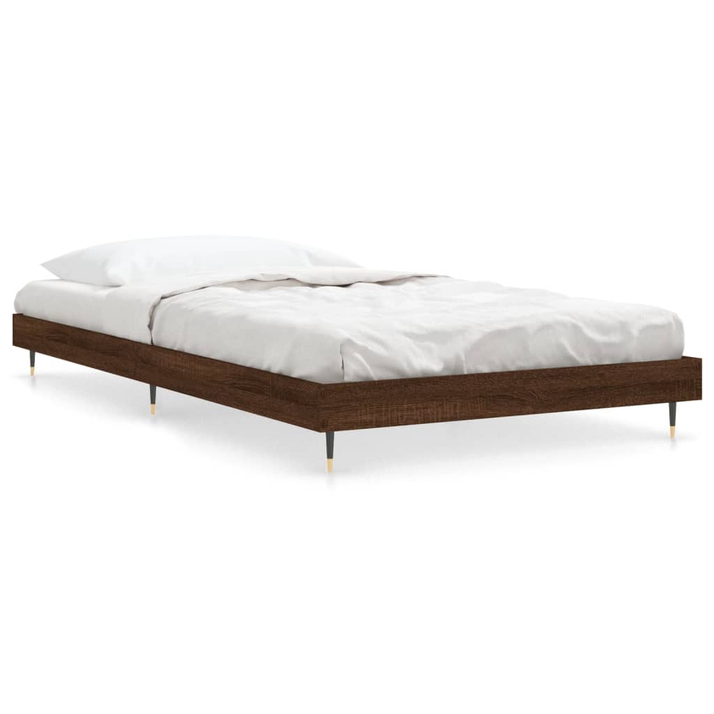 vidaXL Bed Frame without Mattress Brown Oak 90x200 cm Engineered Wood