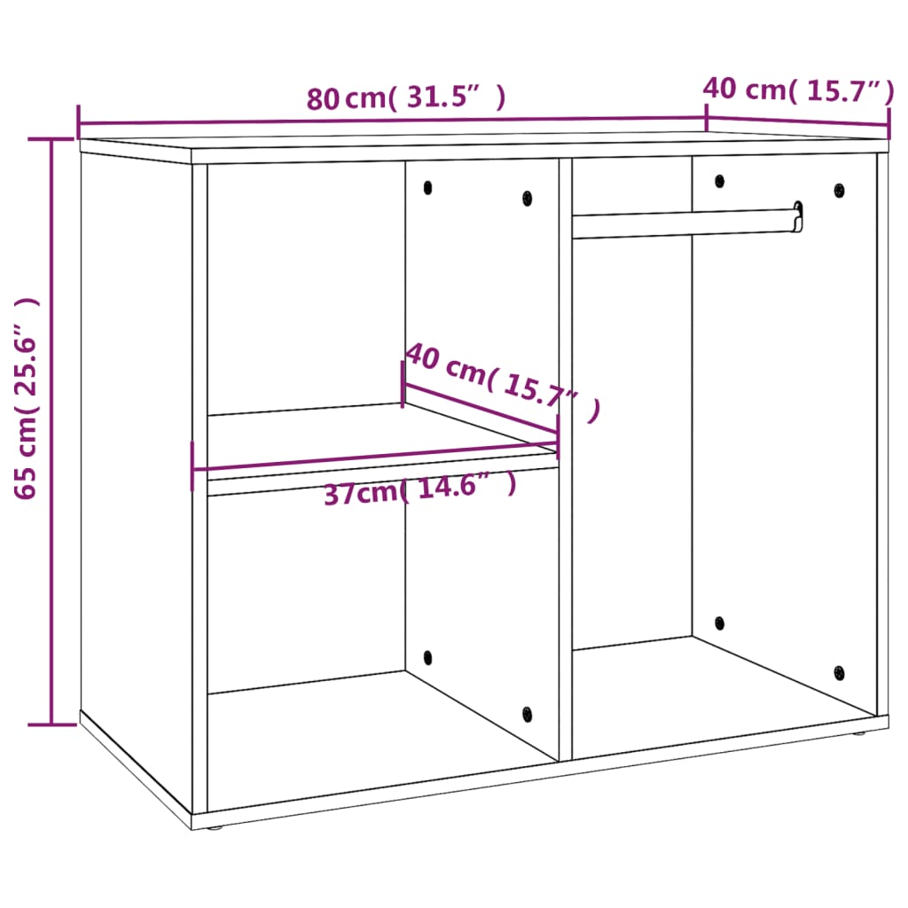 vidaXL Dressing Cabinet Black 80x40x65 cm Engineered Wood