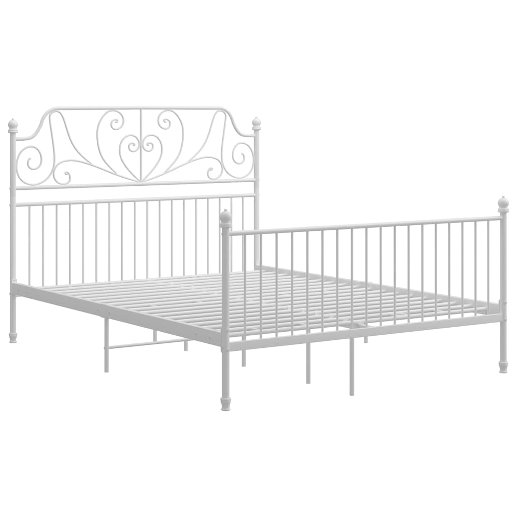 vidaXL Bed Frame with Headboard without Mattress White 160x200 cm Metal