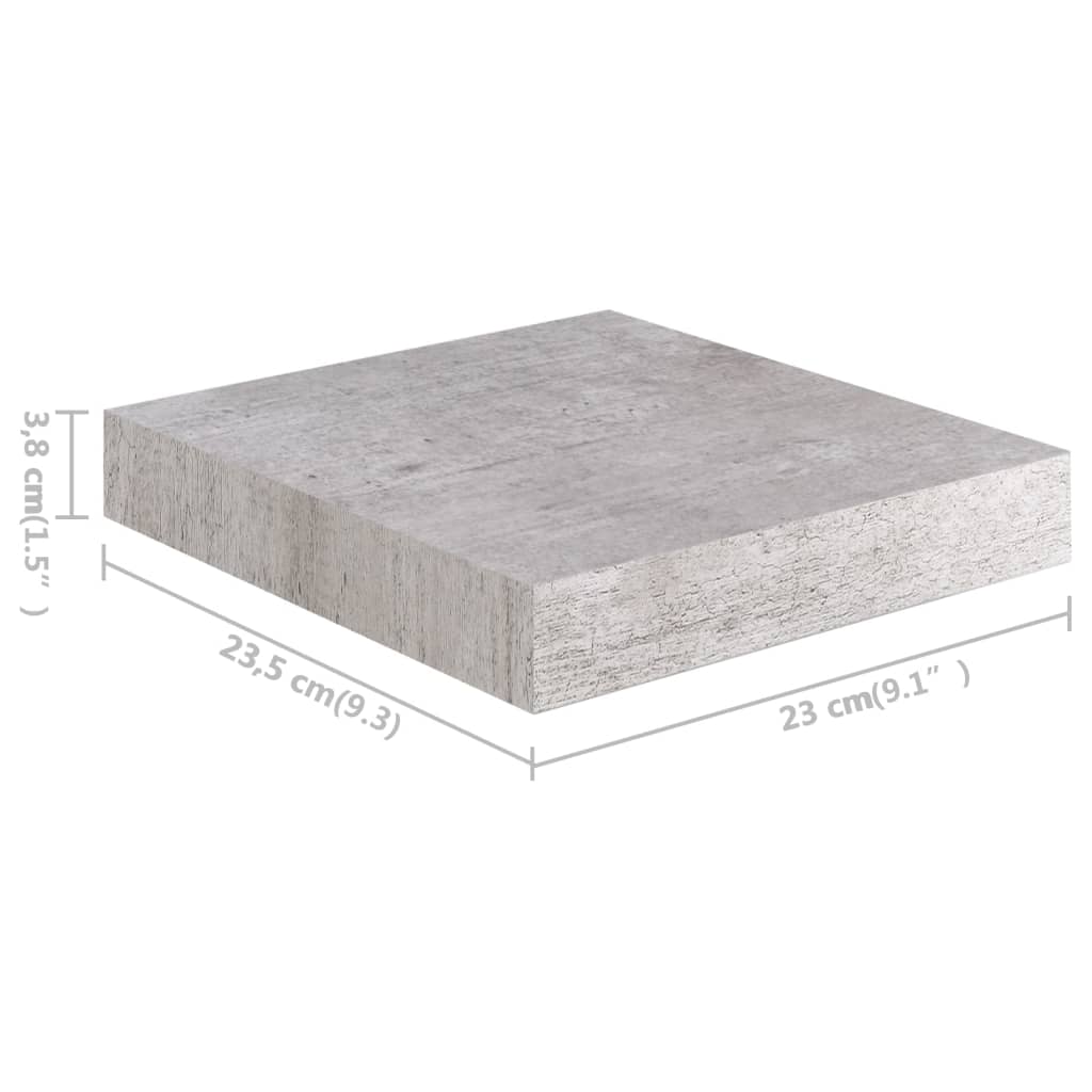 vidaXL Floating Wall Shelves 4 pcs Concrete Grey 23x23.5x3.8 cm MDF