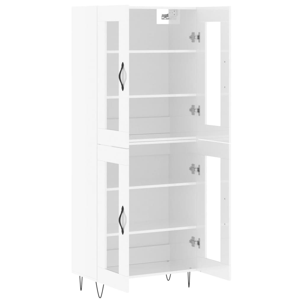 vidaXL Highboard High Gloss White 69.5x34x180 cm Engineered Wood