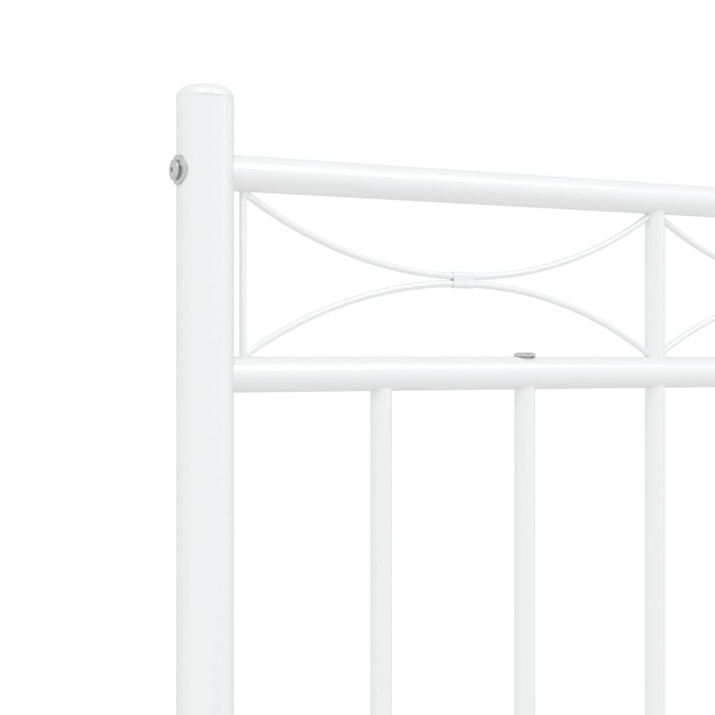 vidaXL Metal Bed Frame with Headboard White 120x200 cm