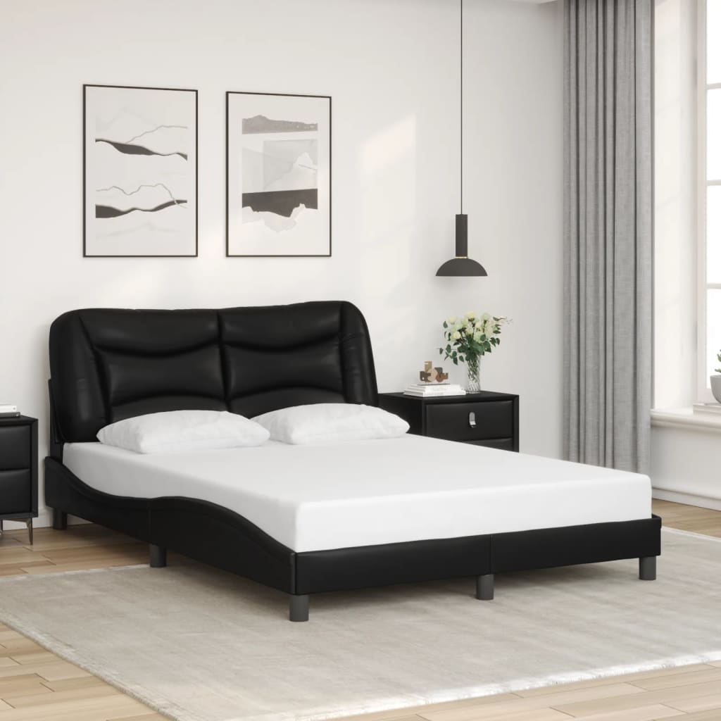 vidaXL Bed Frame with LED without Mattress Black 140x190 cm