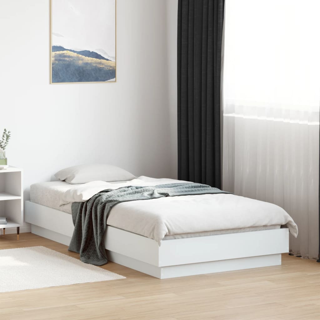 vidaXL Bed Frame without Mattress White 75x190 cm Small Single Engineered Wood