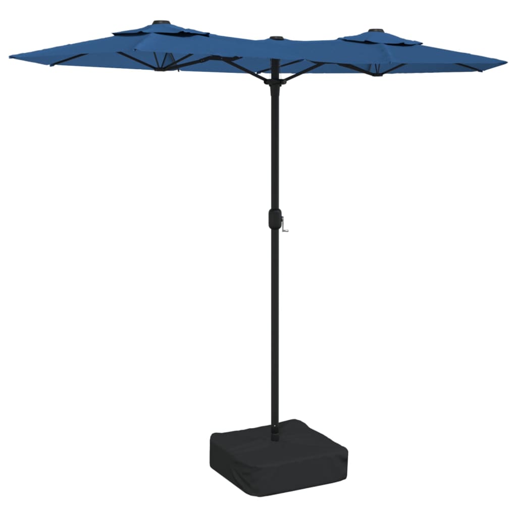 vidaXL Double-Head Garden Parasol with LEDs Azure Blue 316x240 cm