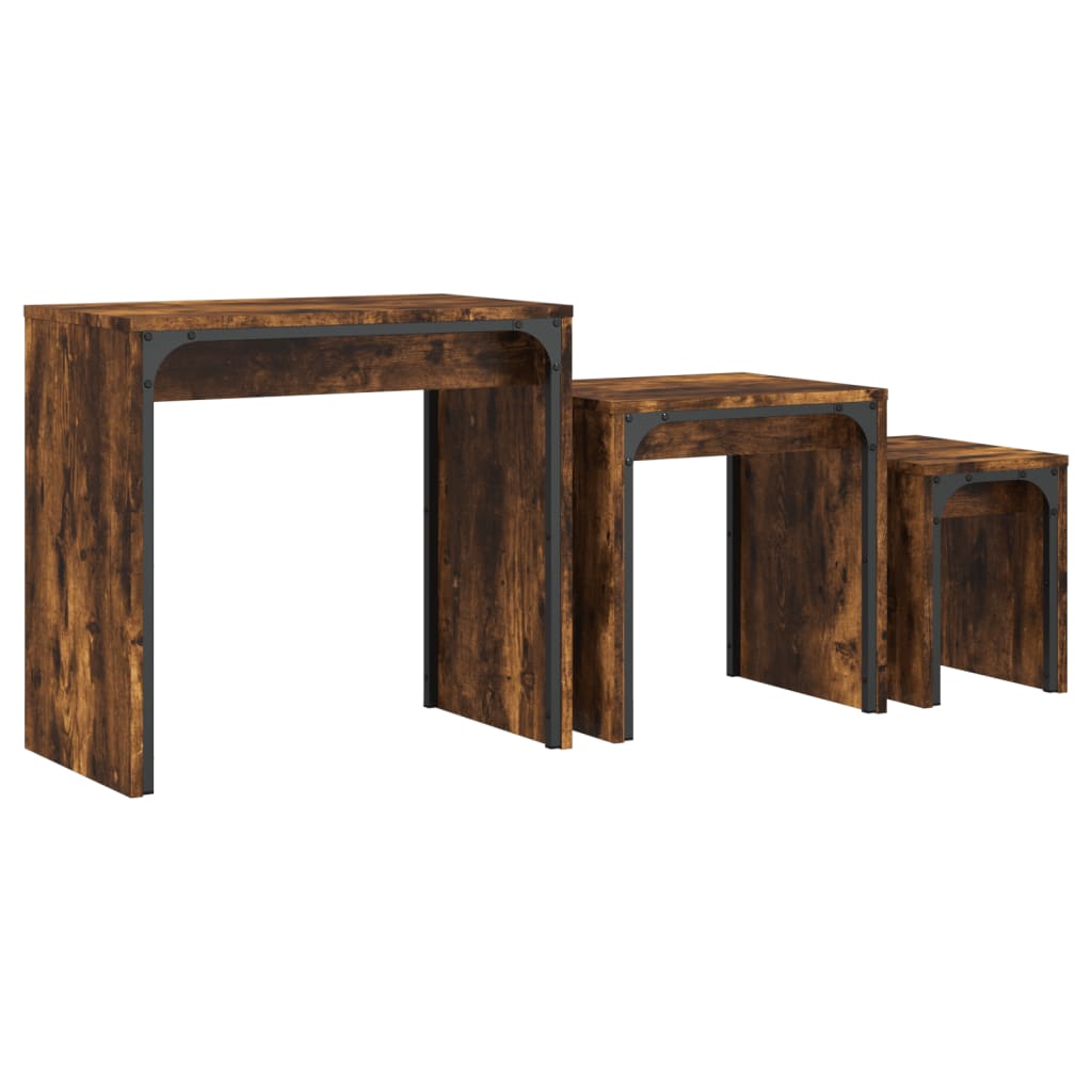 vidaXL Nesting Coffee Tables 3 pcs Smoked Oak Engineered Wood