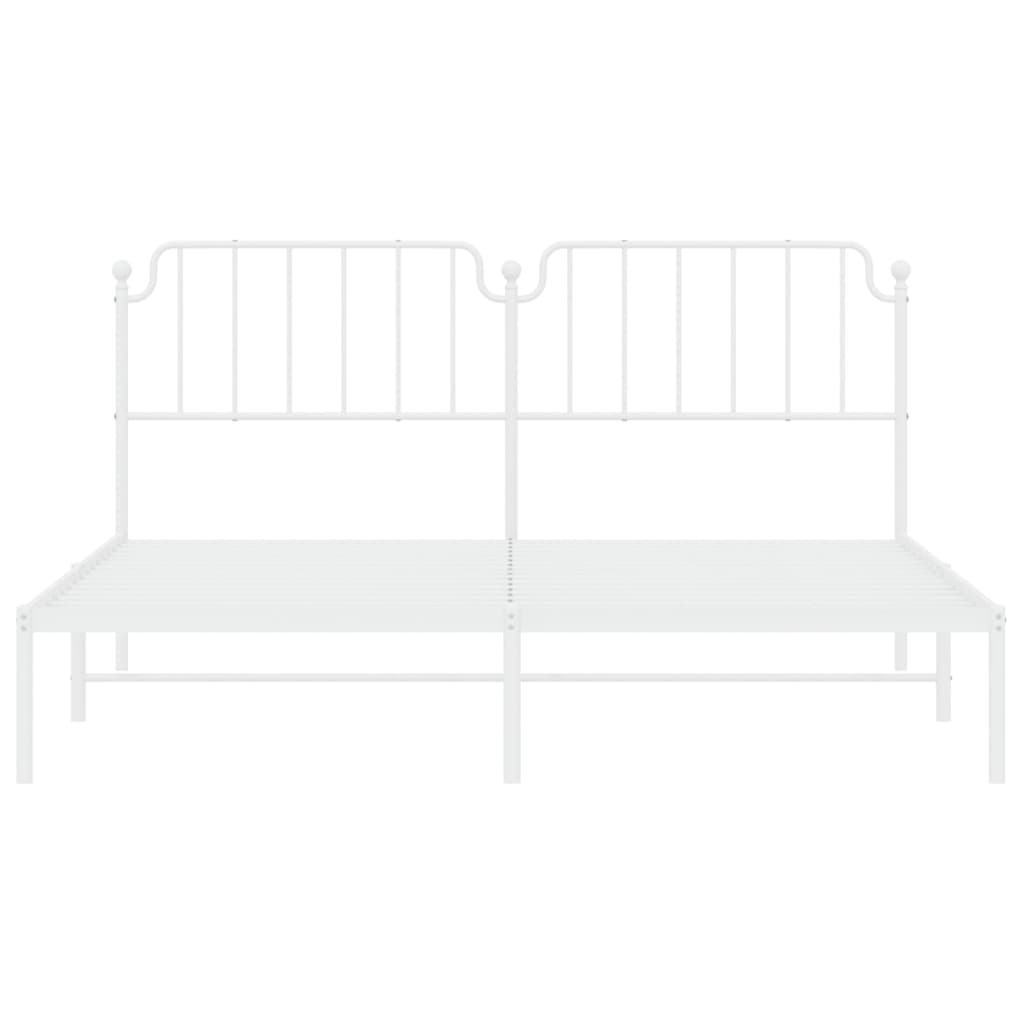 vidaXL Metal Bed Frame without Mattress with Headboard White 183x213 cm