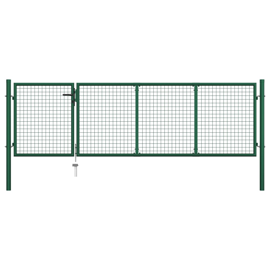 vidaXL Garden Gate Steel 350x100 cm Green