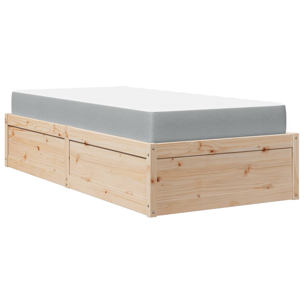 vidaXL Bed with Mattress 100x200 cm Solid Wood Pine