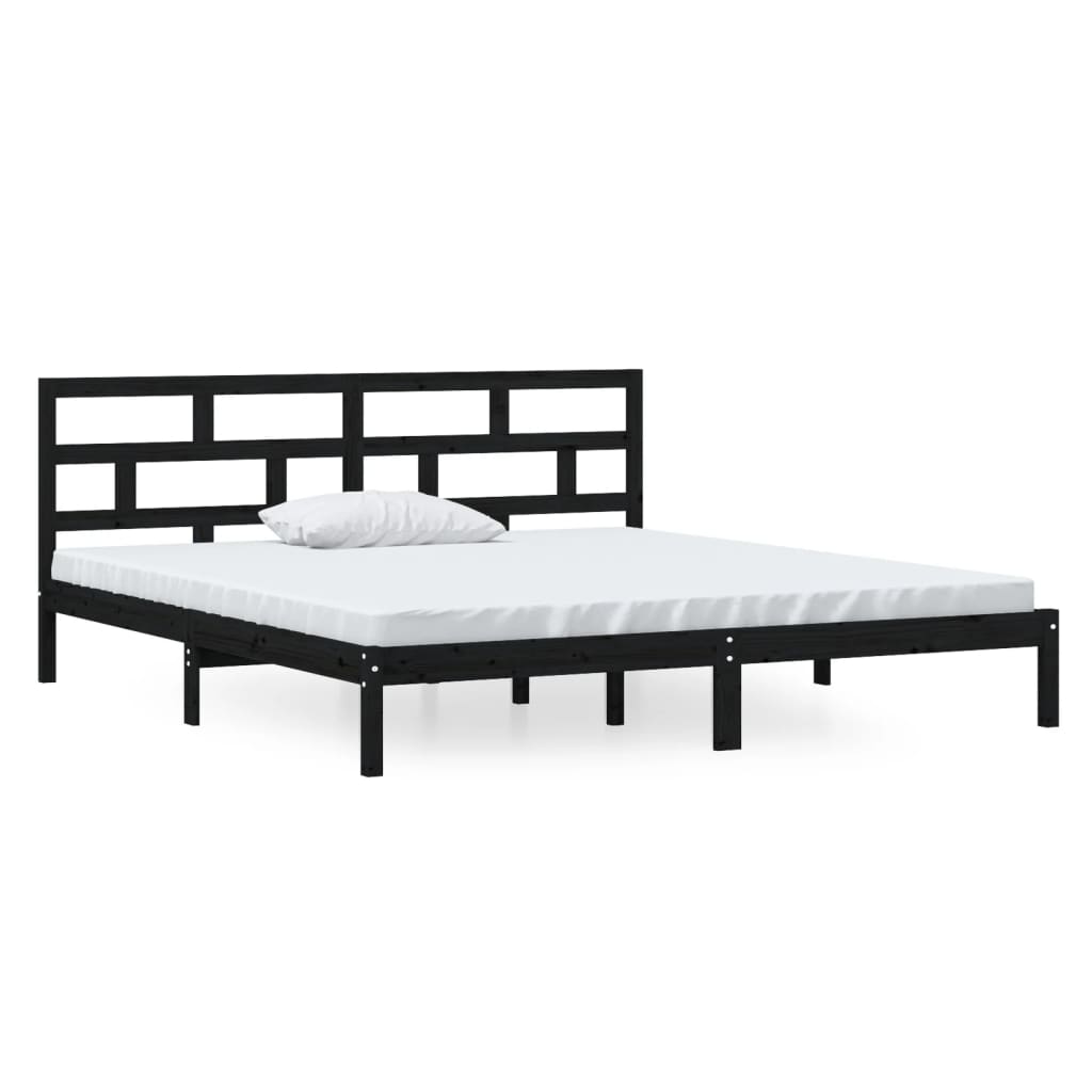 vidaXL Bed Frame without Mattress Black Solid Wood 140x190 cm (810001+814198)