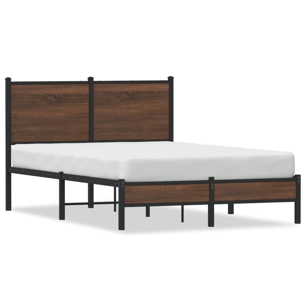 vidaXL Metal Bed Frame without Mattress Brown Oak 120x190 cm Small Double