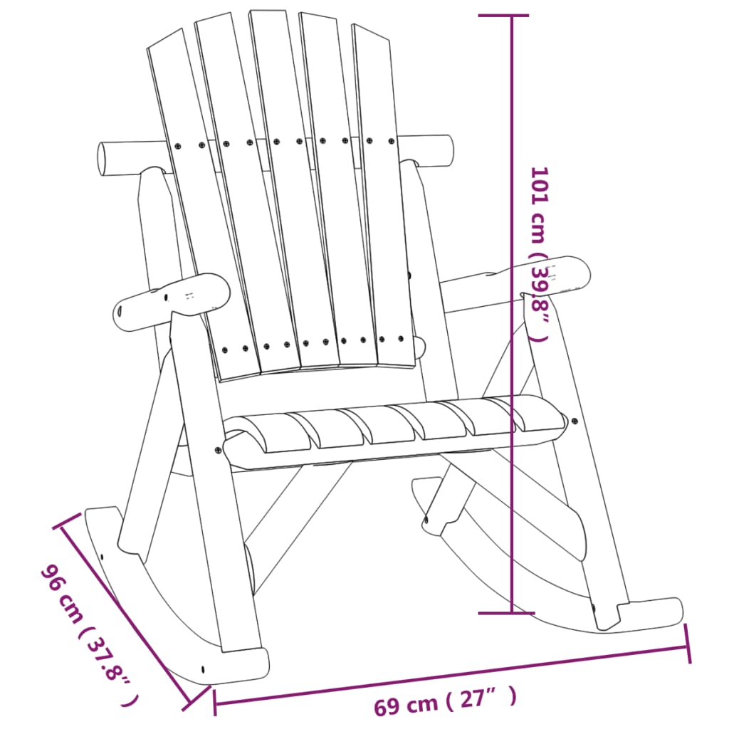 vidaXL Garden Rocking Chair 69x96x101 cm Solid Wood Spruce