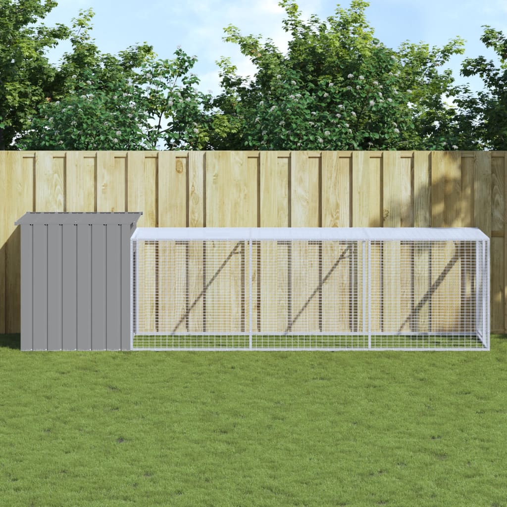 vidaXL Chicken Cage with Run Light Grey 110x405x110 cm Galvanised Steel