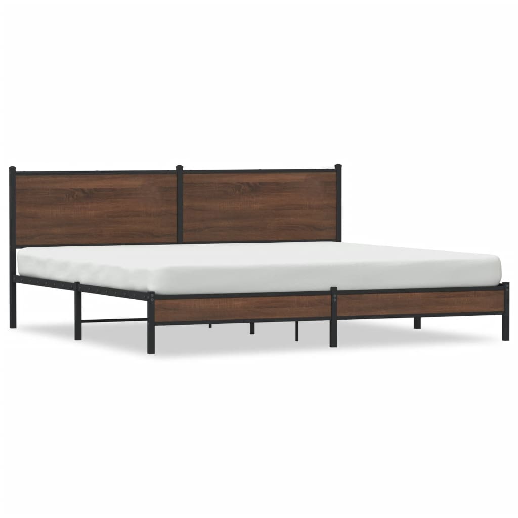 vidaXL Metal Bed Frame without Mattress Brown Oak 200x200 cm