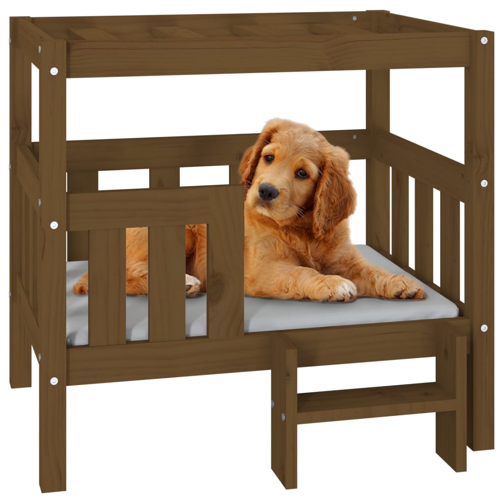 vidaXL Dog Bed Honey Brown 75.5x63.5x70 cm Solid Wood Pine