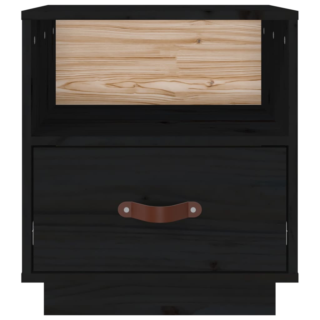 vidaXL Bedside Cabinet Black 40x34x45 cm Solid Wood Pine