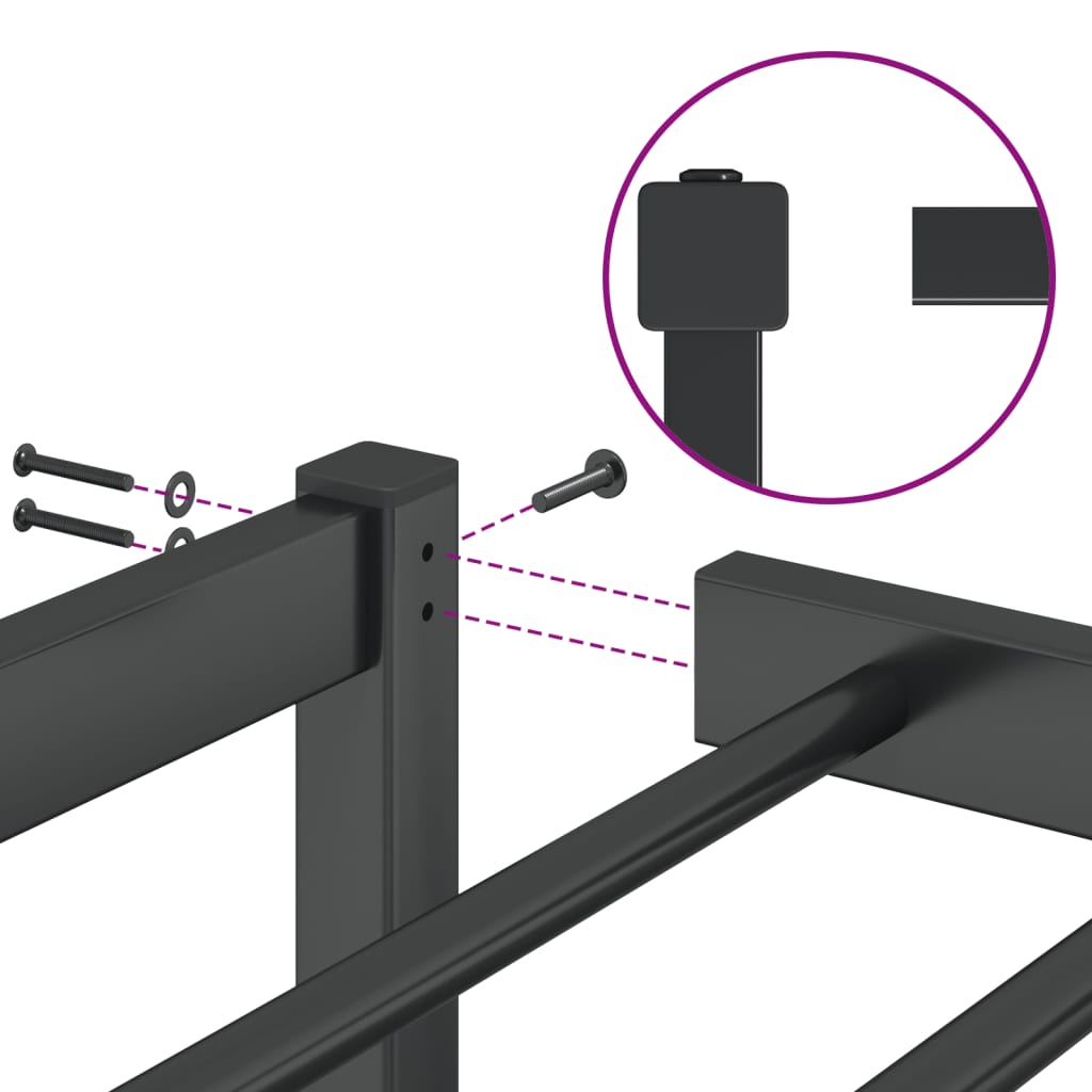 vidaXL Metal Bed Frame without Mattress Black 120x200 cm