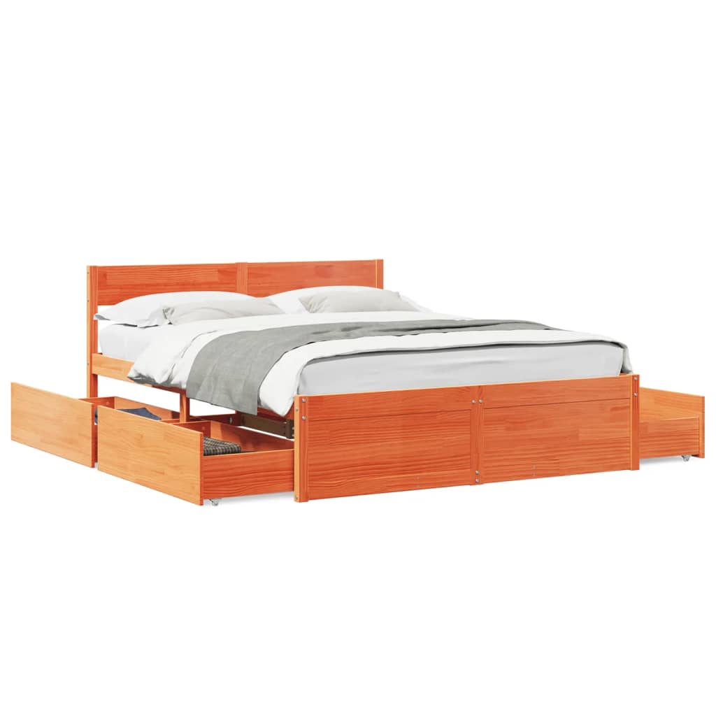 vidaXL Bed Frame without Mattress Wax Brown 140x200 cm Solid Wood Pine