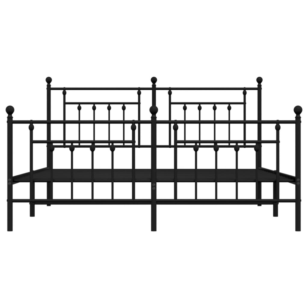 vidaXL Metal Bed Frame without Mattress with Footboard Black 183x213 cm